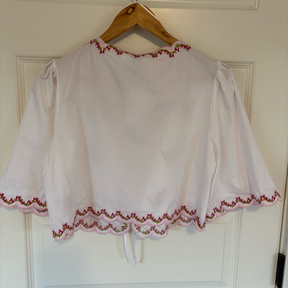 H&M NWT White Floral Embroidered Poplin Blouse Medium - Picture 6 of 8